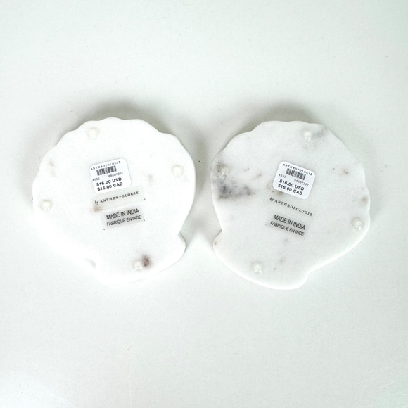 NEW Anthropologie Marina Shell Coasters Set of 2 Marble Mother of Pearl - Picture 6 of 7